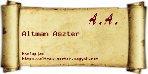 Altman Aszter névjegykártya